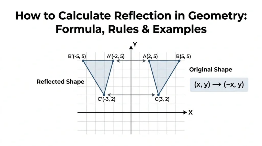 How to calculate reflection in geometry using reflection rules and coordinate points