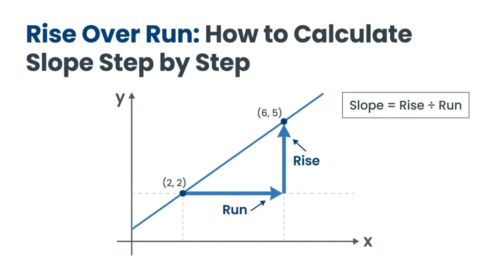 Rise over run slope calculation on a coordinate graph