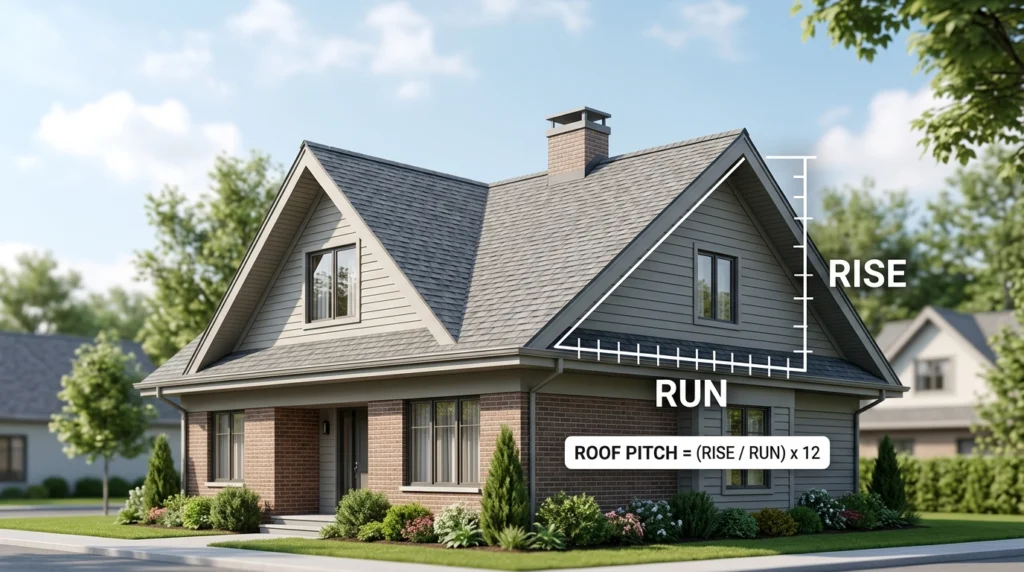 How to calculate roof pitch using rise and run