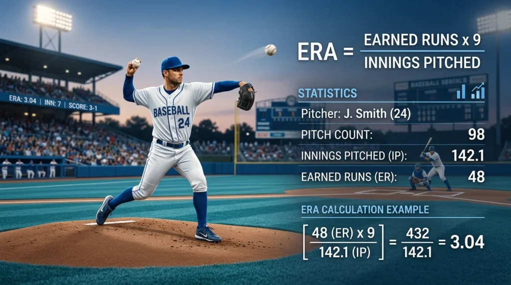 How to calculate ERA in baseball using earned runs and innings pitched